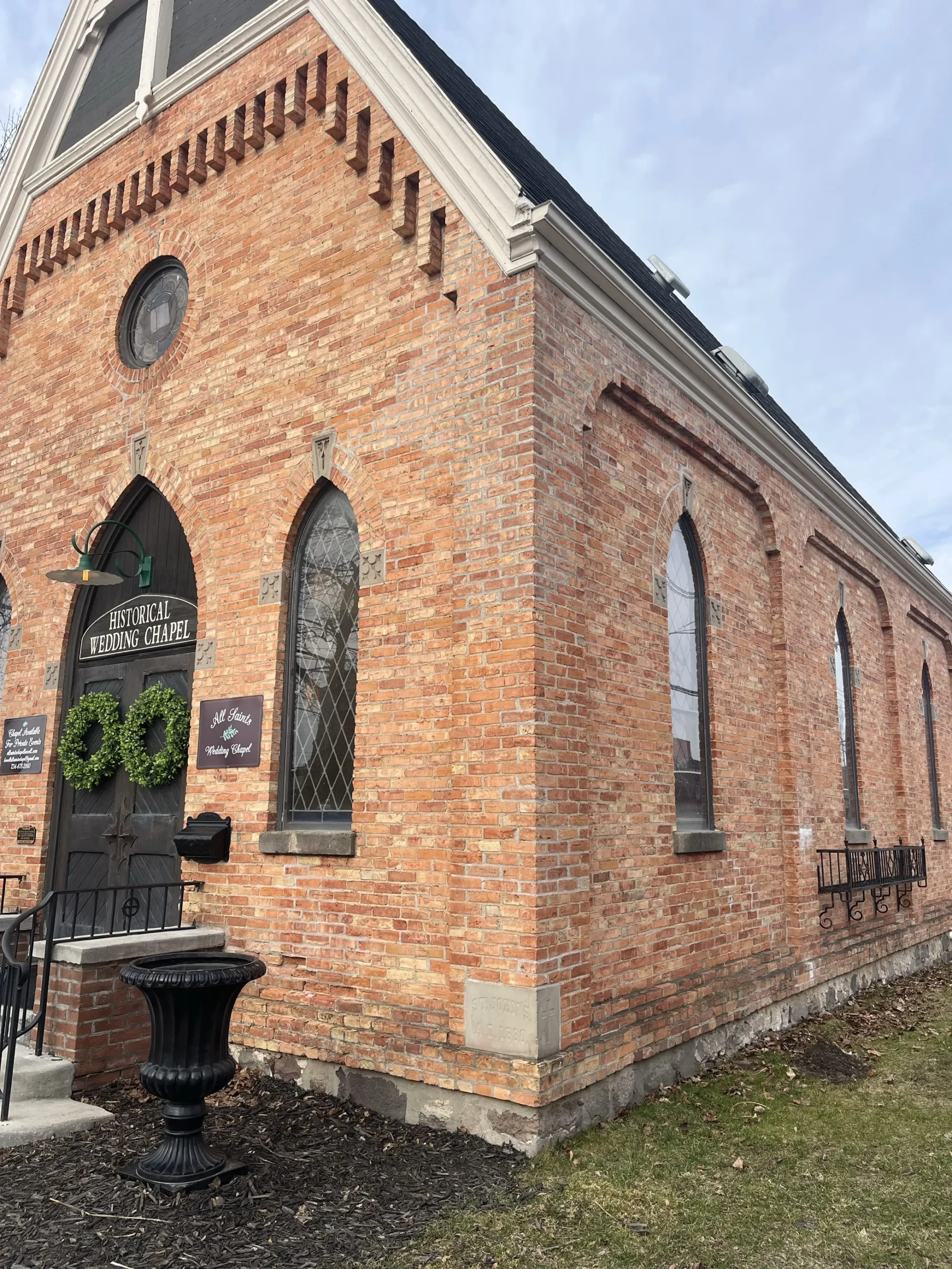 All Saints Wedding Chapel side view of buliding.