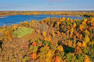 aerial view of fall leaves at Lake Walden