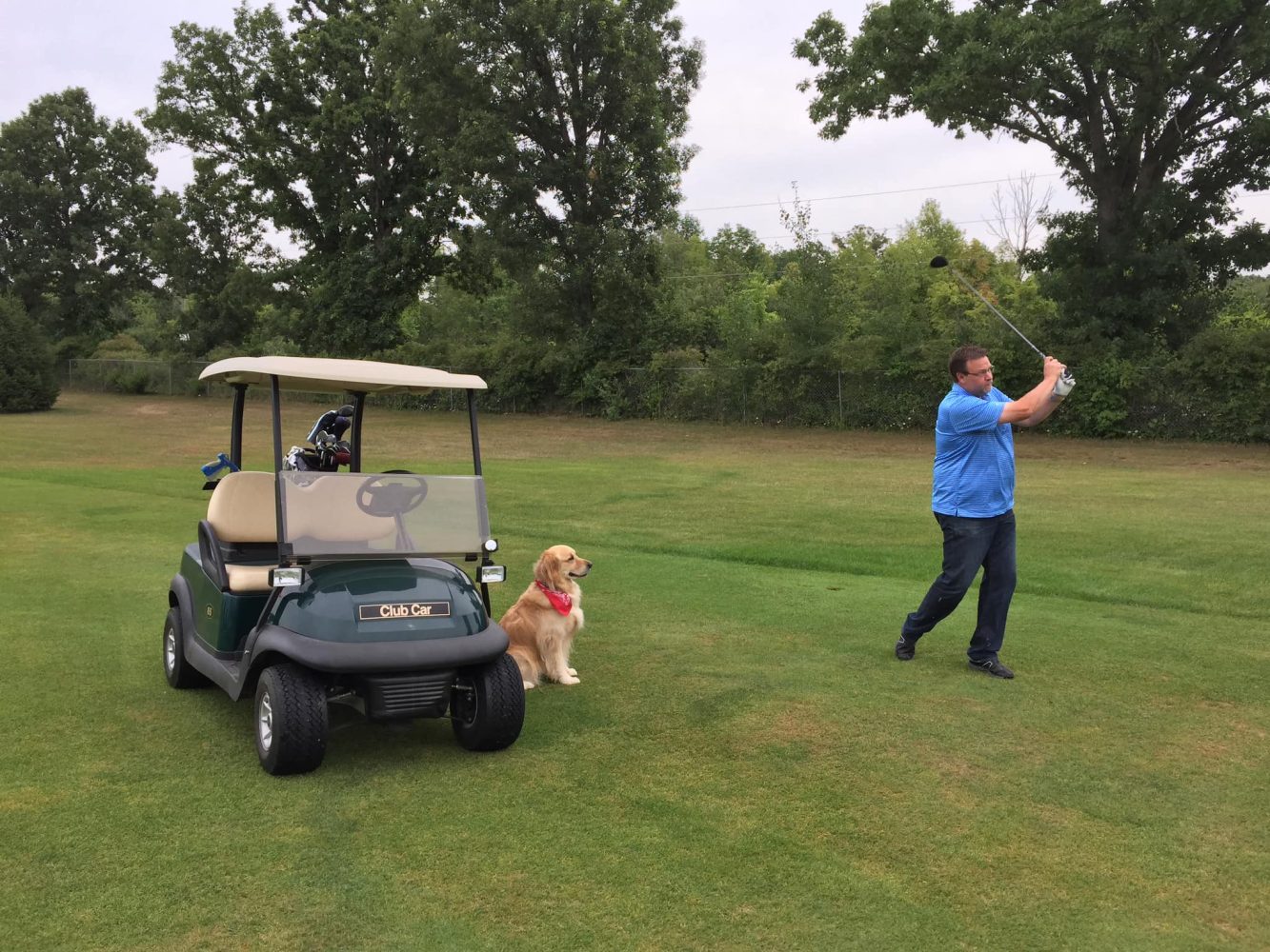 Dog and Golfer on Ironwood Golf Course