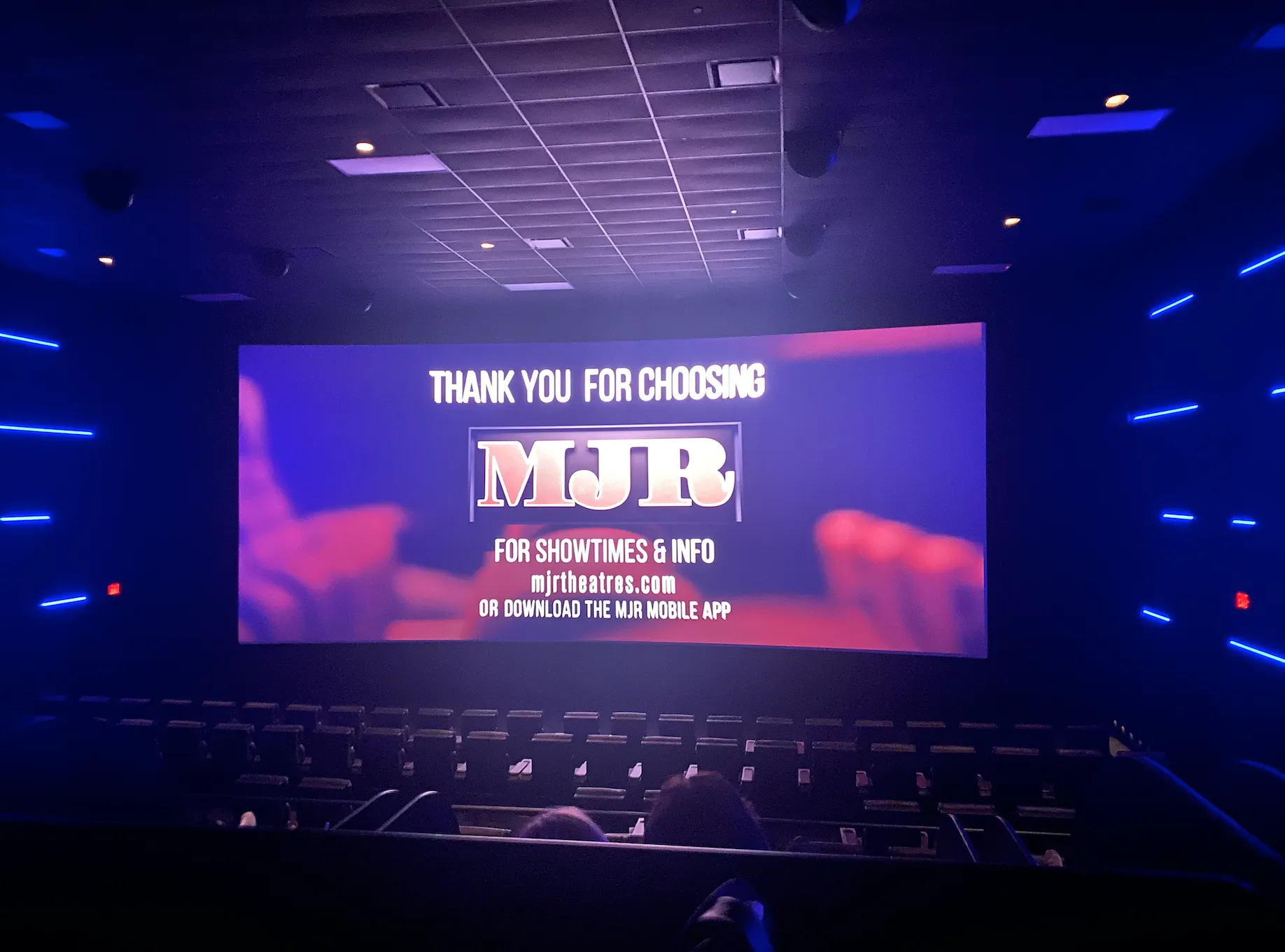 Inside theatre at MJR Cinema theatre in Brighton Michigan