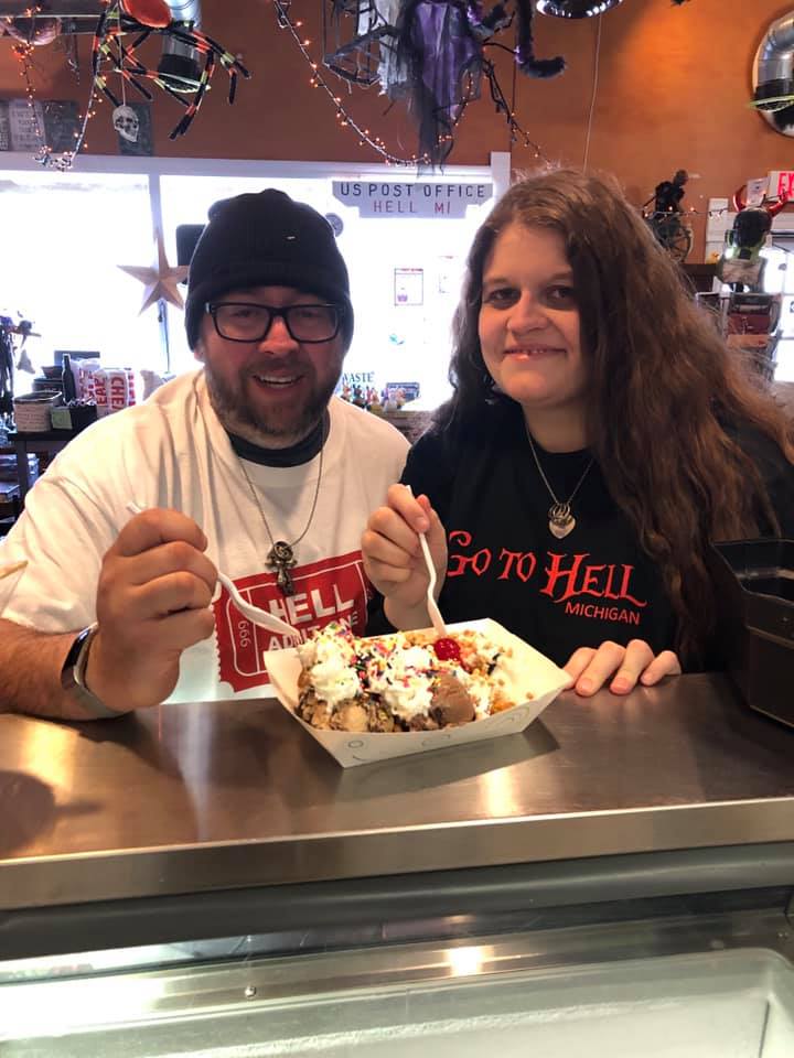 A couple shares a Gravedigger sundae