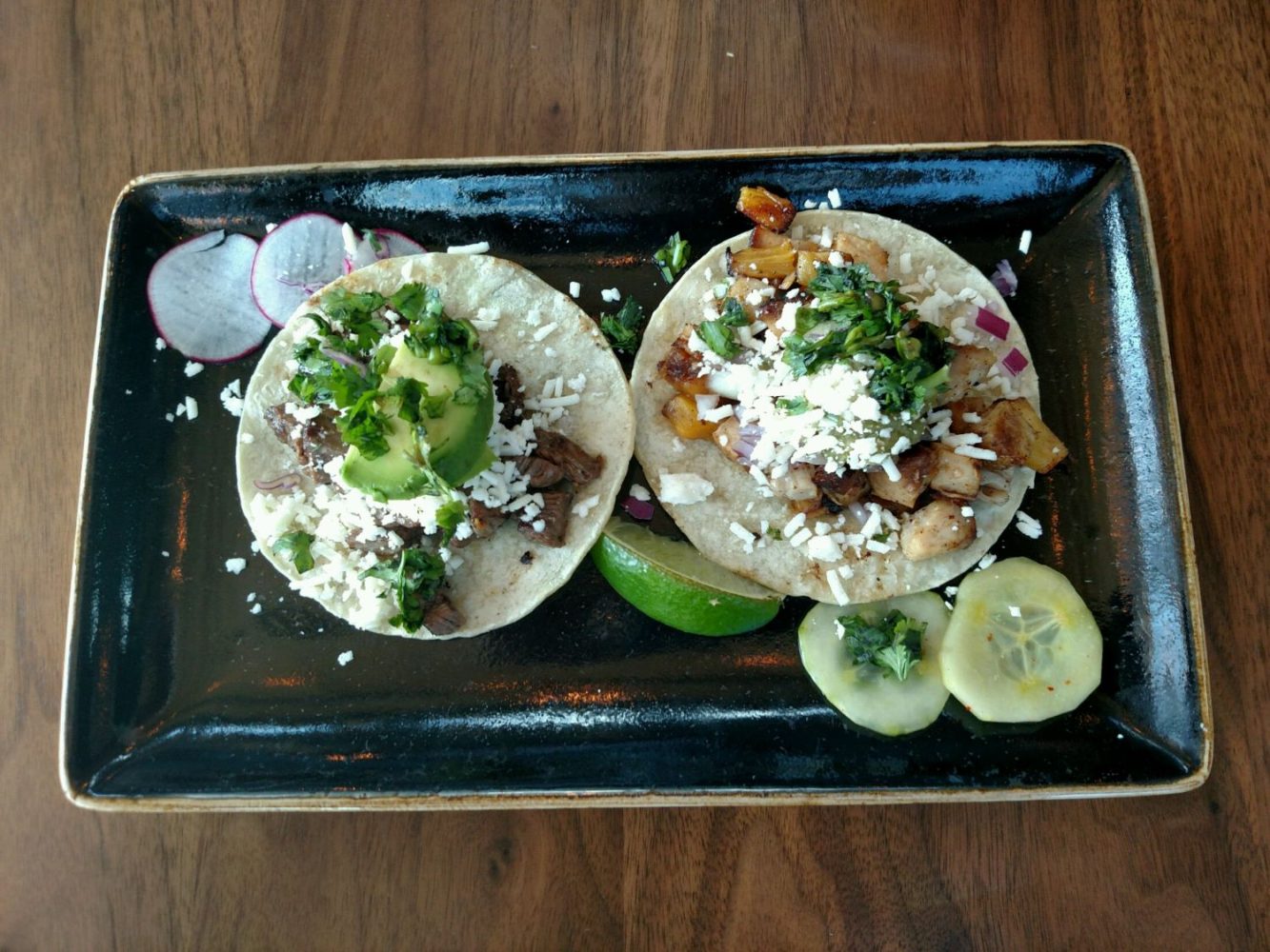 Tacos served on corn tortillas