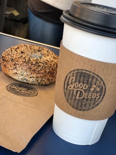 coffee and an everything bagel