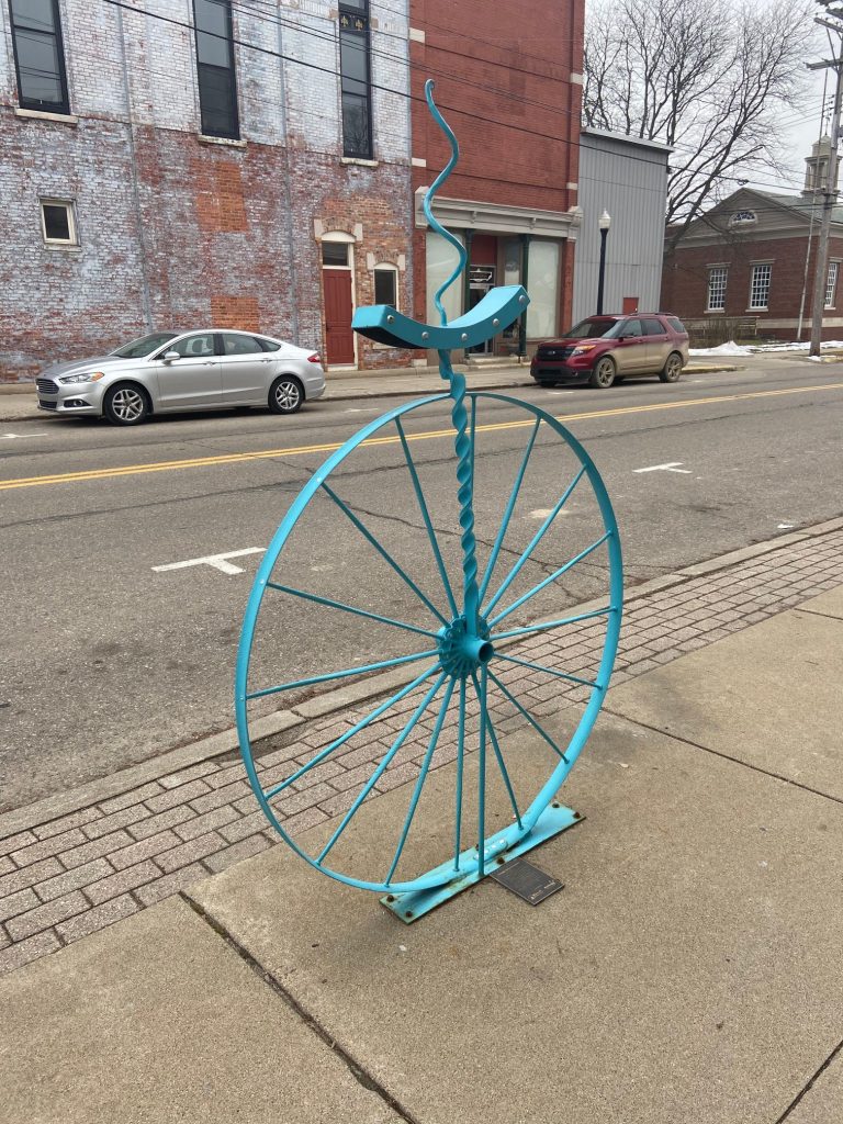 Bike rack made to look like a wine corkscrew
