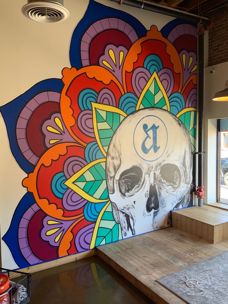 Skull and colorful mural