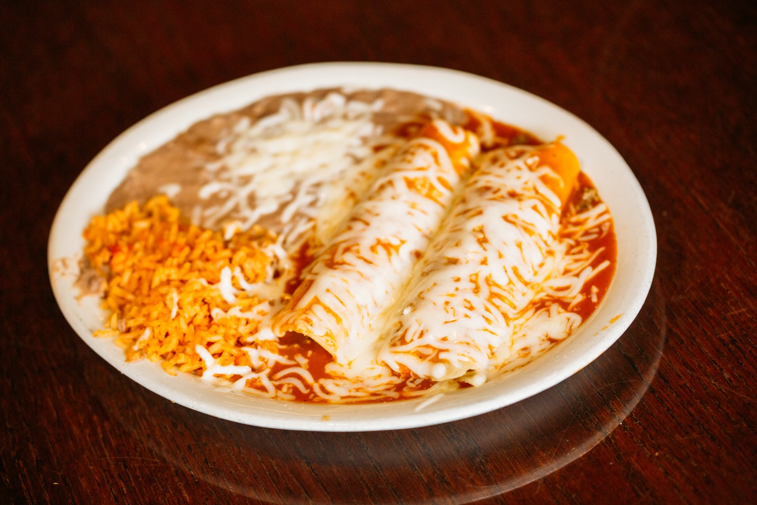 Enchiladas on a white plate