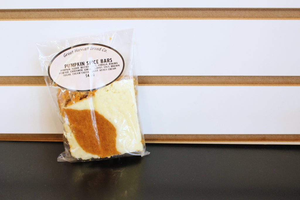 great harvest pumpkin swirl bar in wrapper