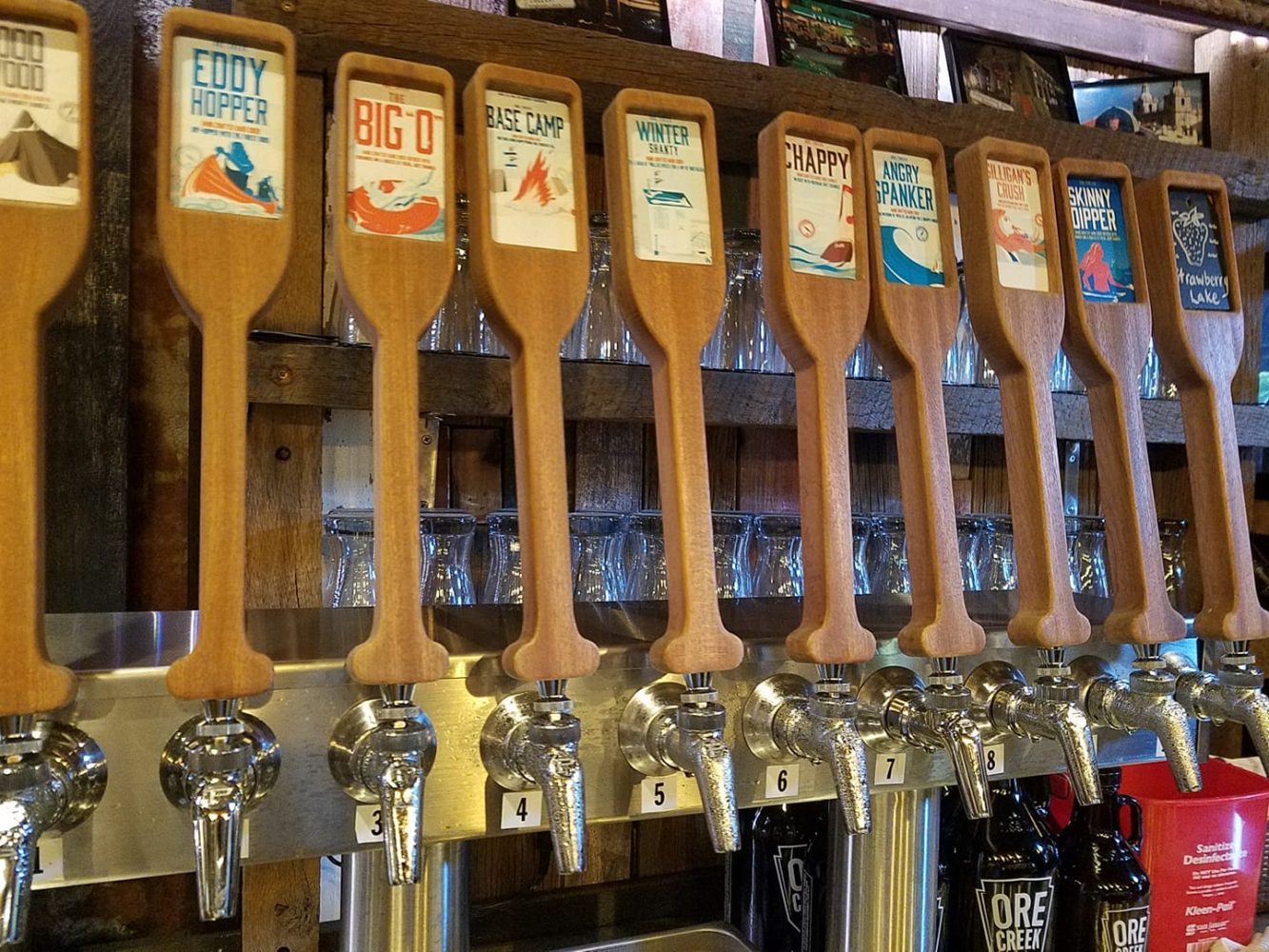 variety of beers on tap at Ore Creek