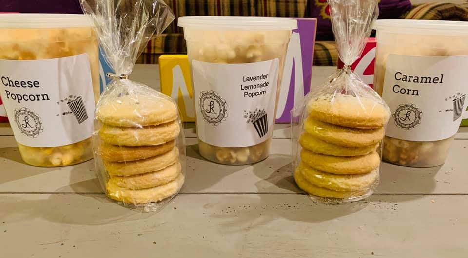S&R Lavender farm cookies and popcorn