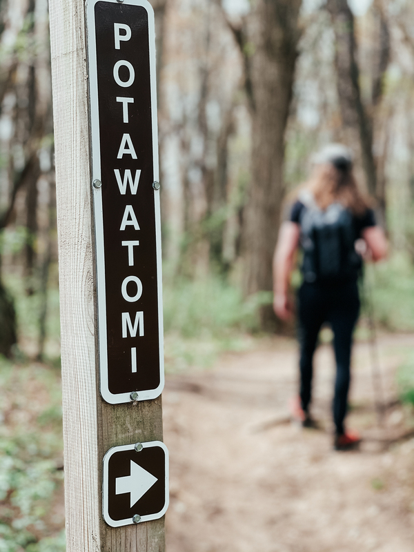 a man hiking on the potawatomi trail