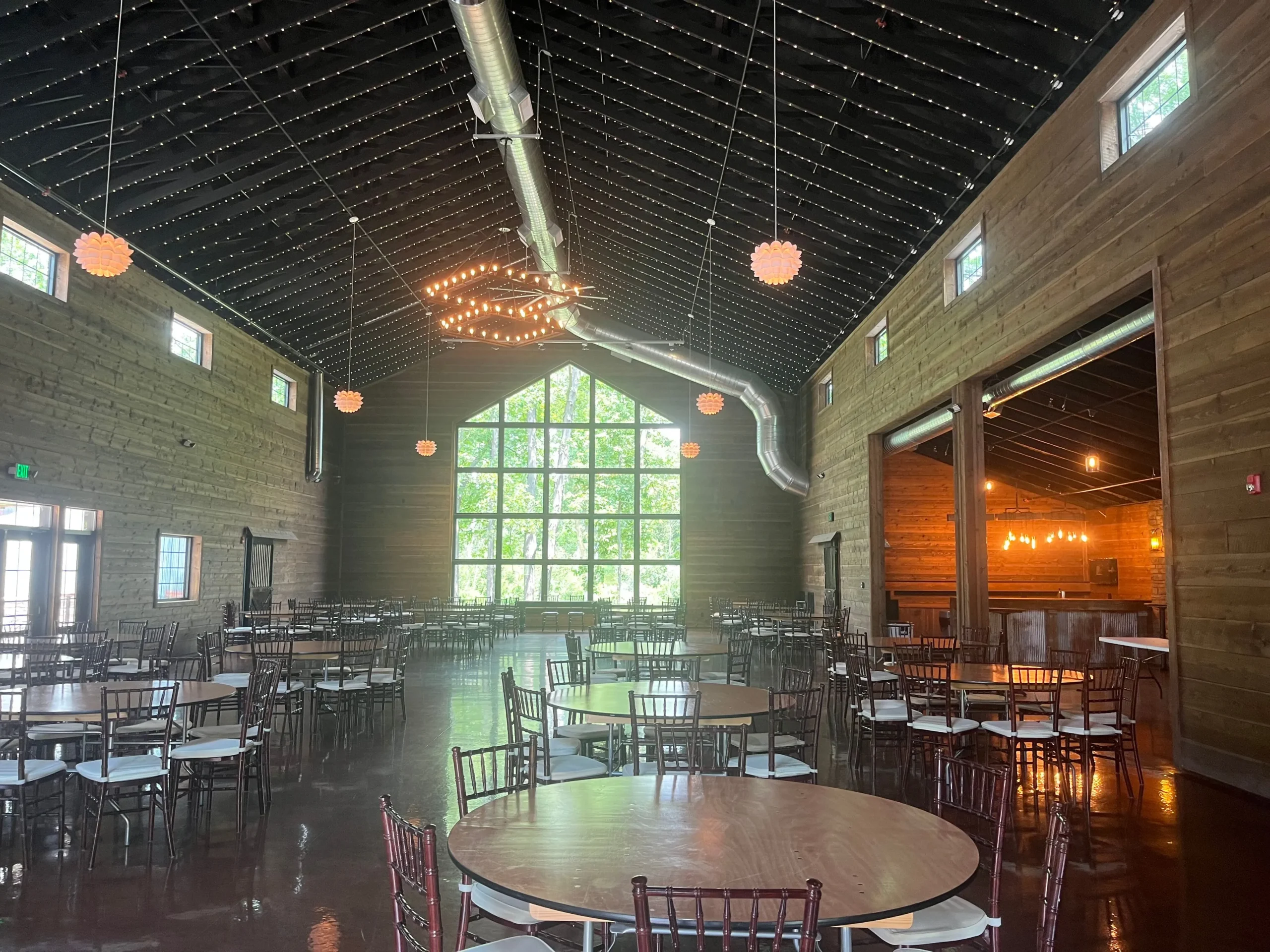 View of inside nature barn with large window at Tandale Nature Barn.