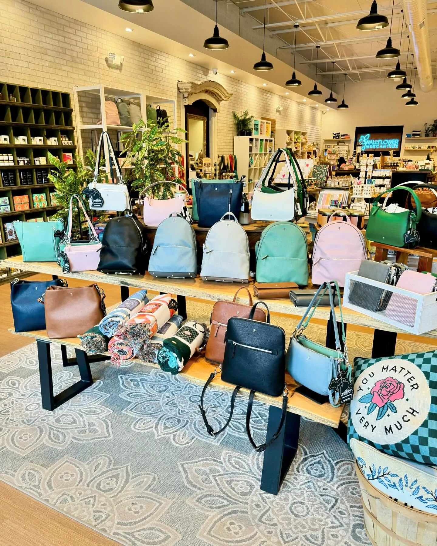 Wallflower Merchantile backpack display