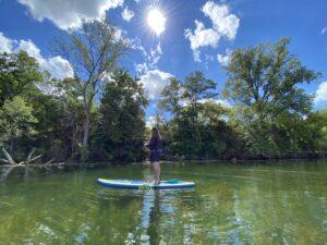 Island Lake Stand up paddle boarding and fishing in Brighton, Michigan