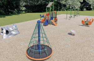 Manly Bennett Park playground with slides, swings, and play structures for kids to play on