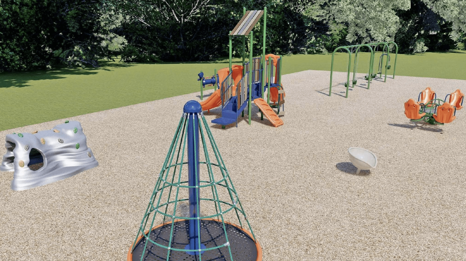Manly Bennett Park playground with slides, swings, and play structures for kids to play on