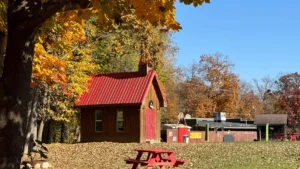 A view of the Hell, MI chapel in fall