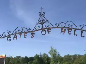walk through the gates of hell in hell michigan on a sunny summer day