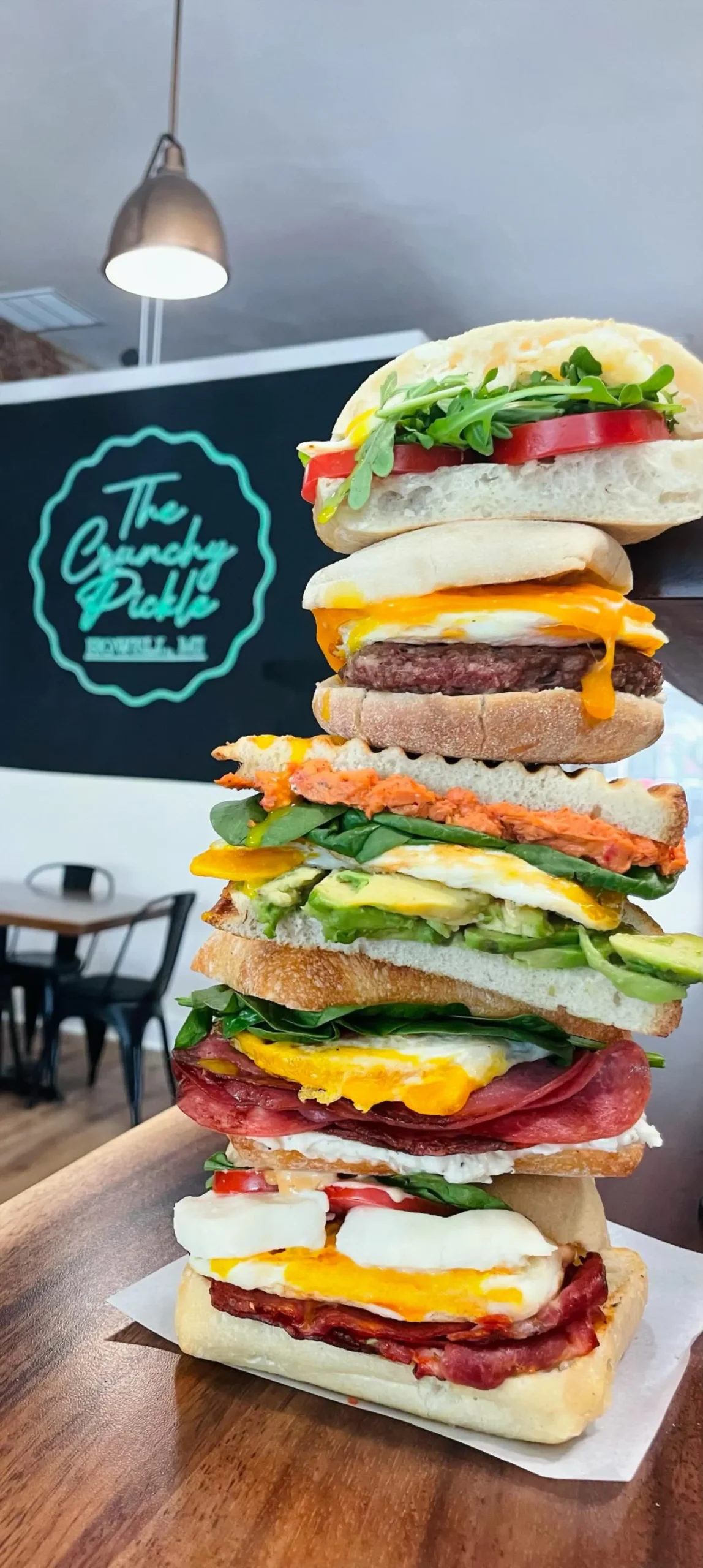 The Crunchy Pickle sandwich tower at deli in downtown Howell.