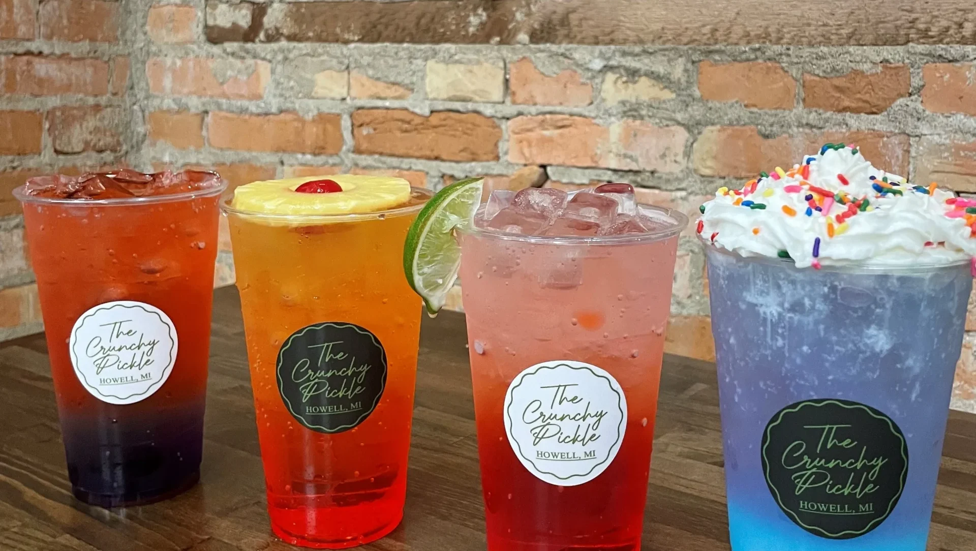 The Crunchy Pickle gourmet sodas with topping at deli in downtown Howell.