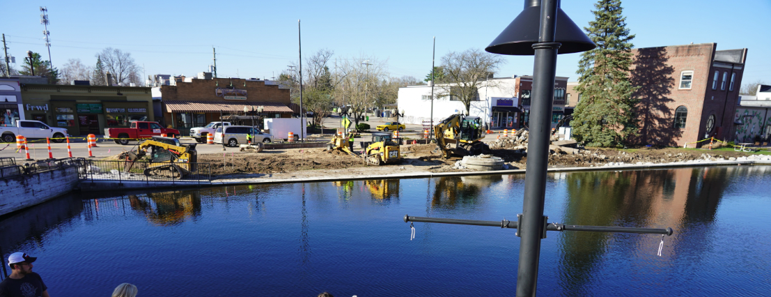 downtown brighton streetscape under construction