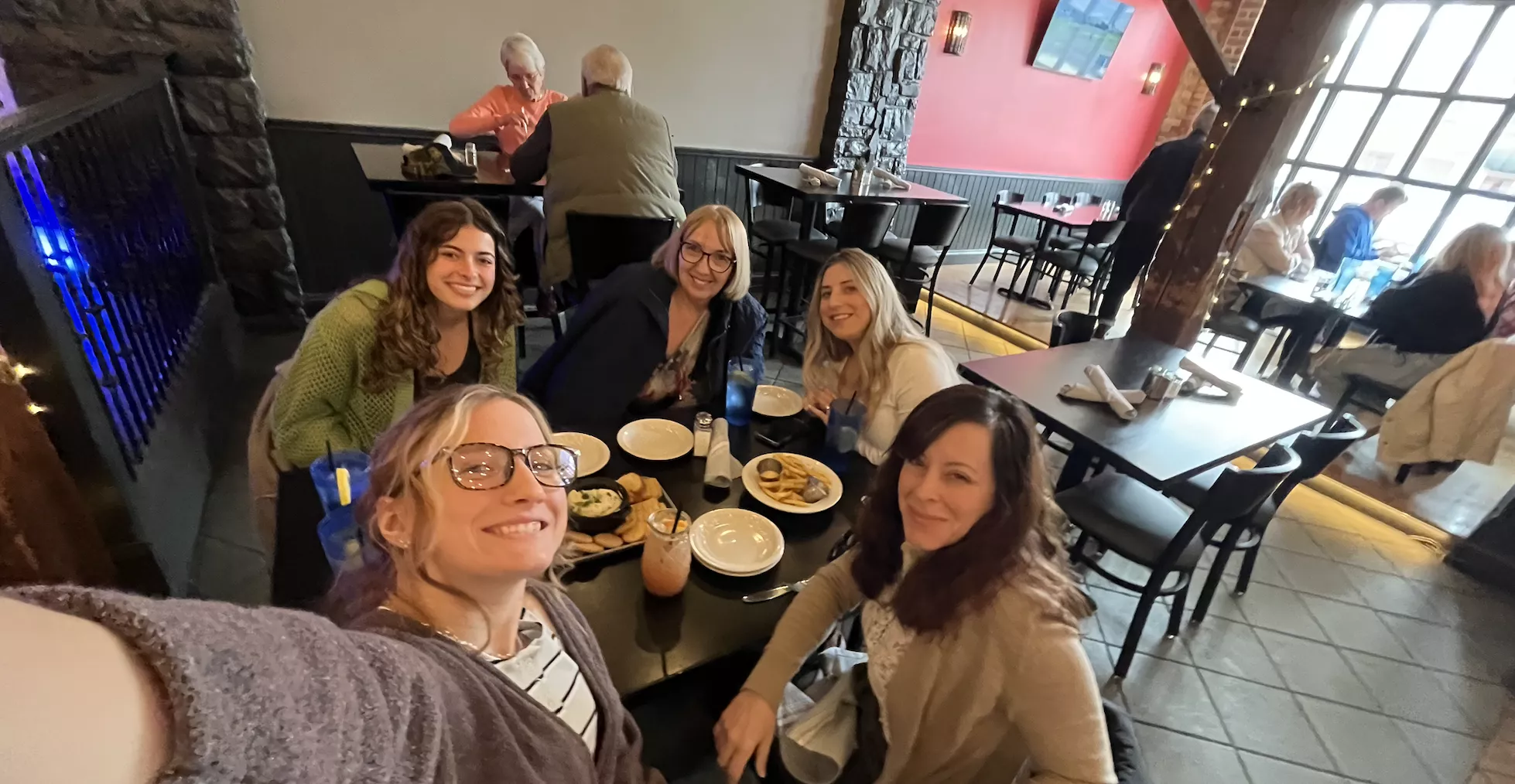 group of ladies on a night out in downtown brighton at label kitchen and bar