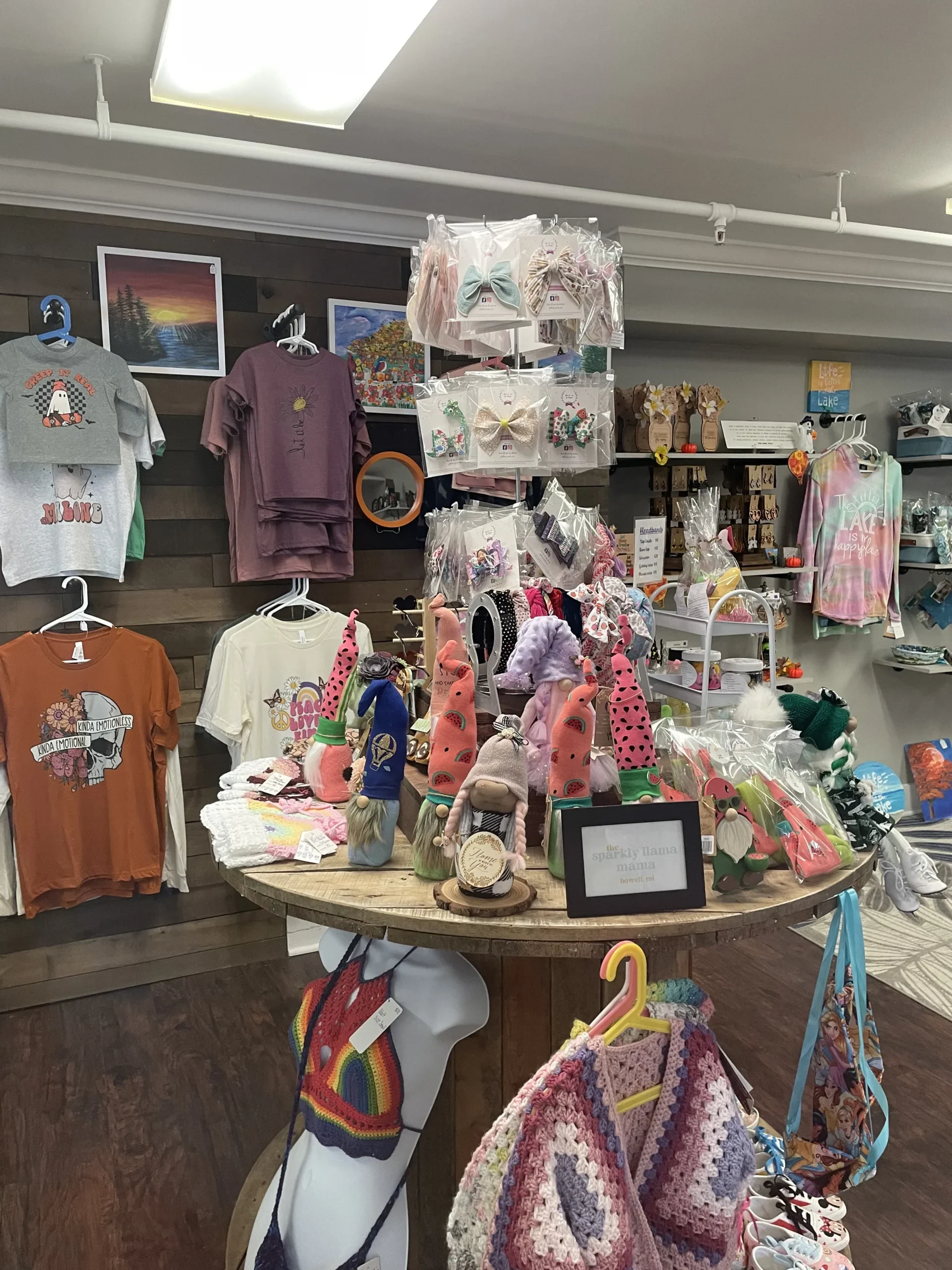 SImply cherry collection items on display on rack