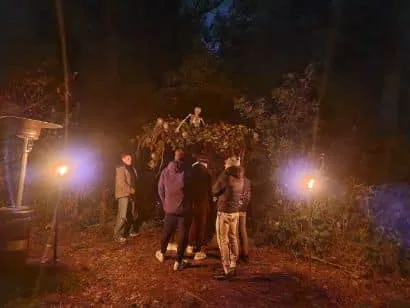 Ghostly Grove entrance to haunted house attraction.