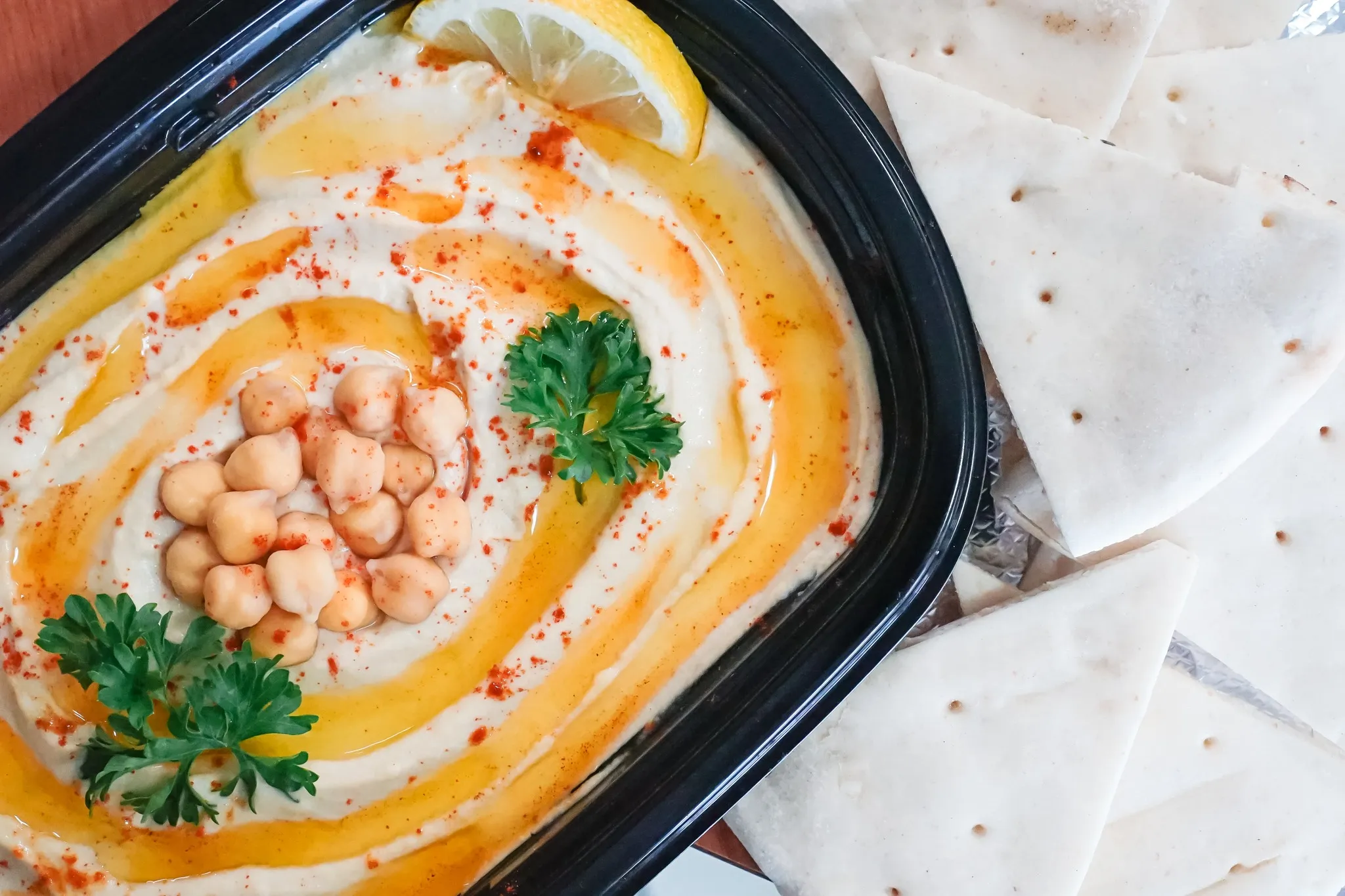 Hummus Hut Bowl Options for dipping.