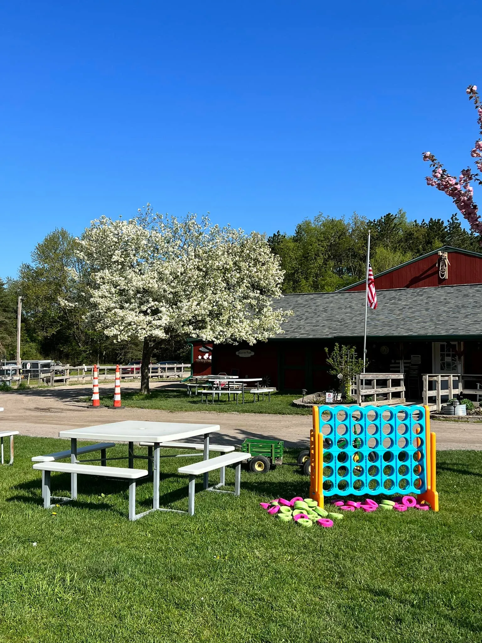 Carousel Acres play area and picnic table outside