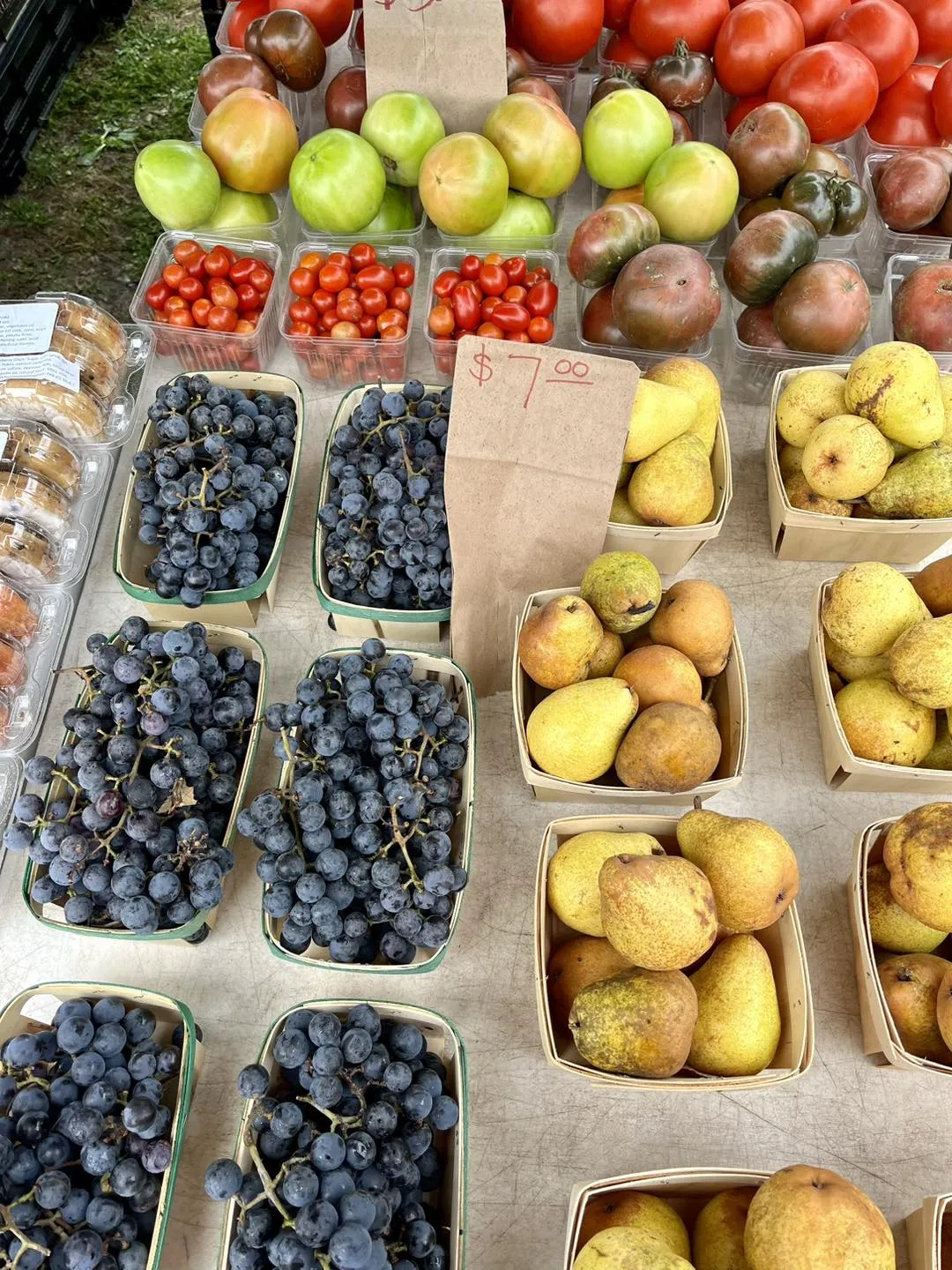 Whitmore Lake Farmers Market fruit and blueberries.