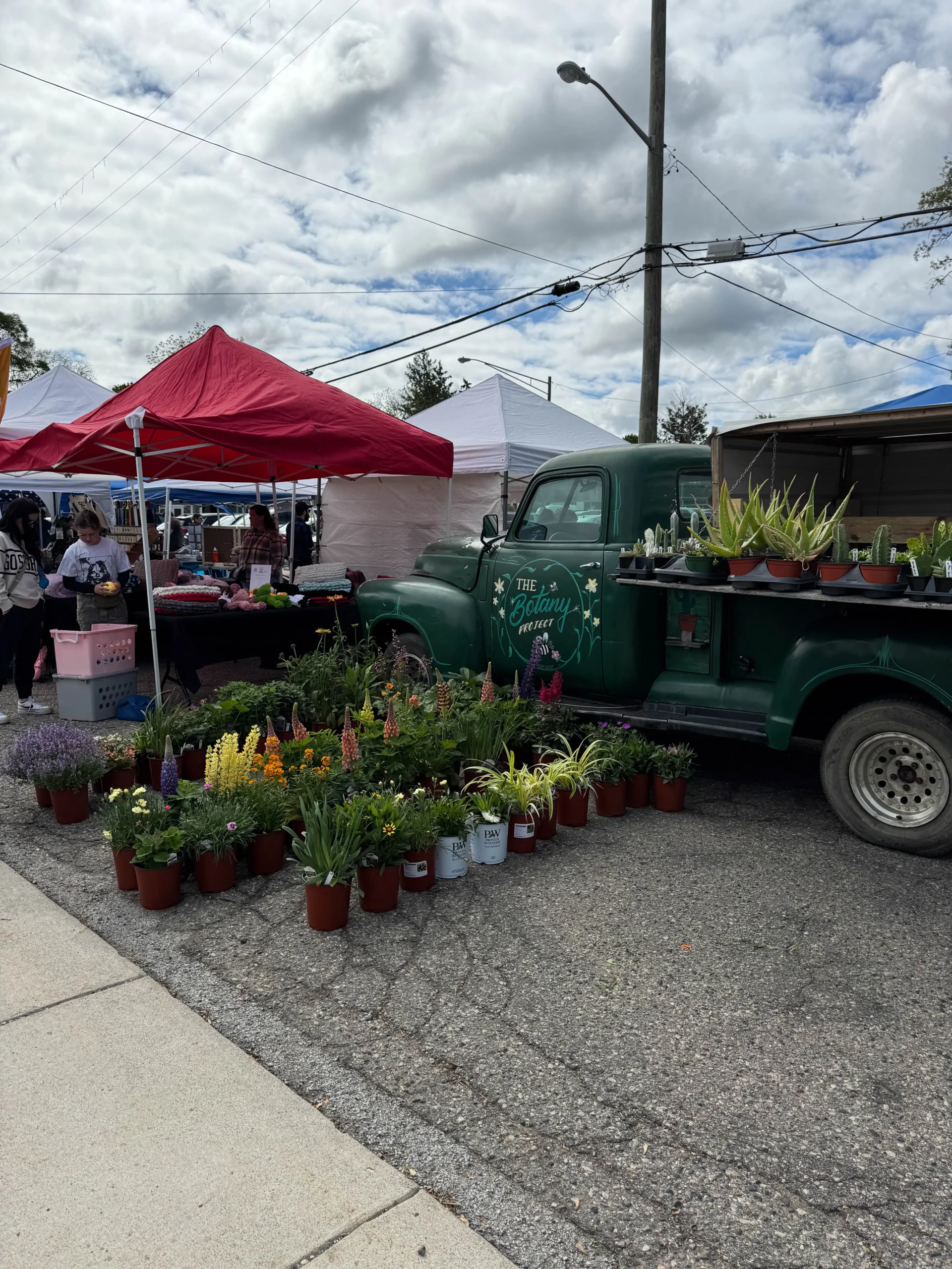 Fowlerville Farmers' Market truck with flowers for sale in downtown fowlerville.