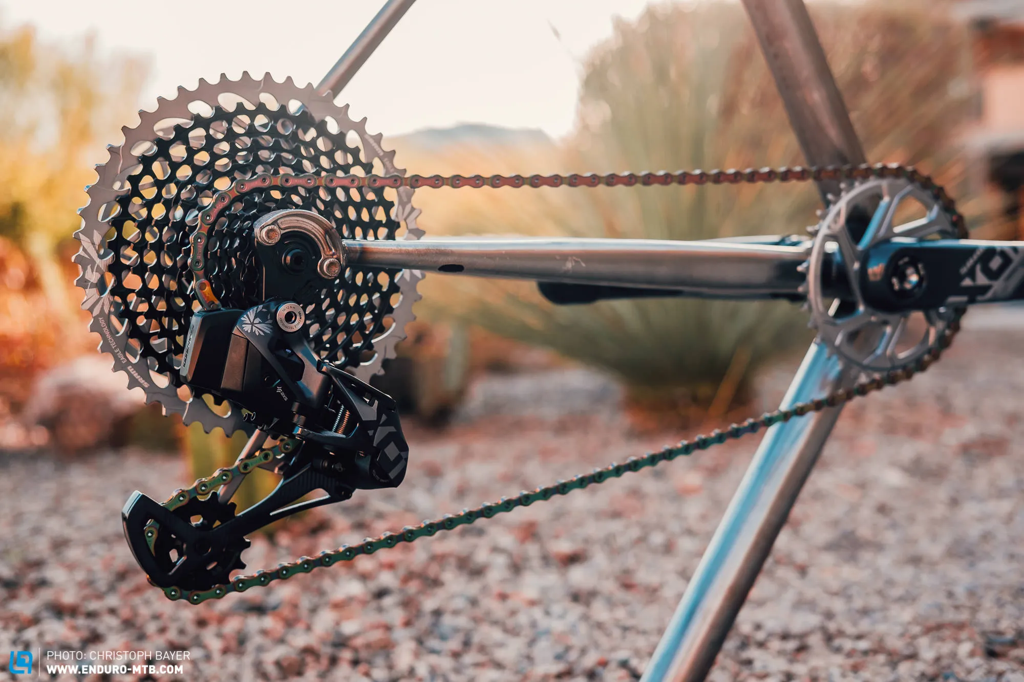 Hammerhead Bikes bike chain in the fall with leaves in Howell.
