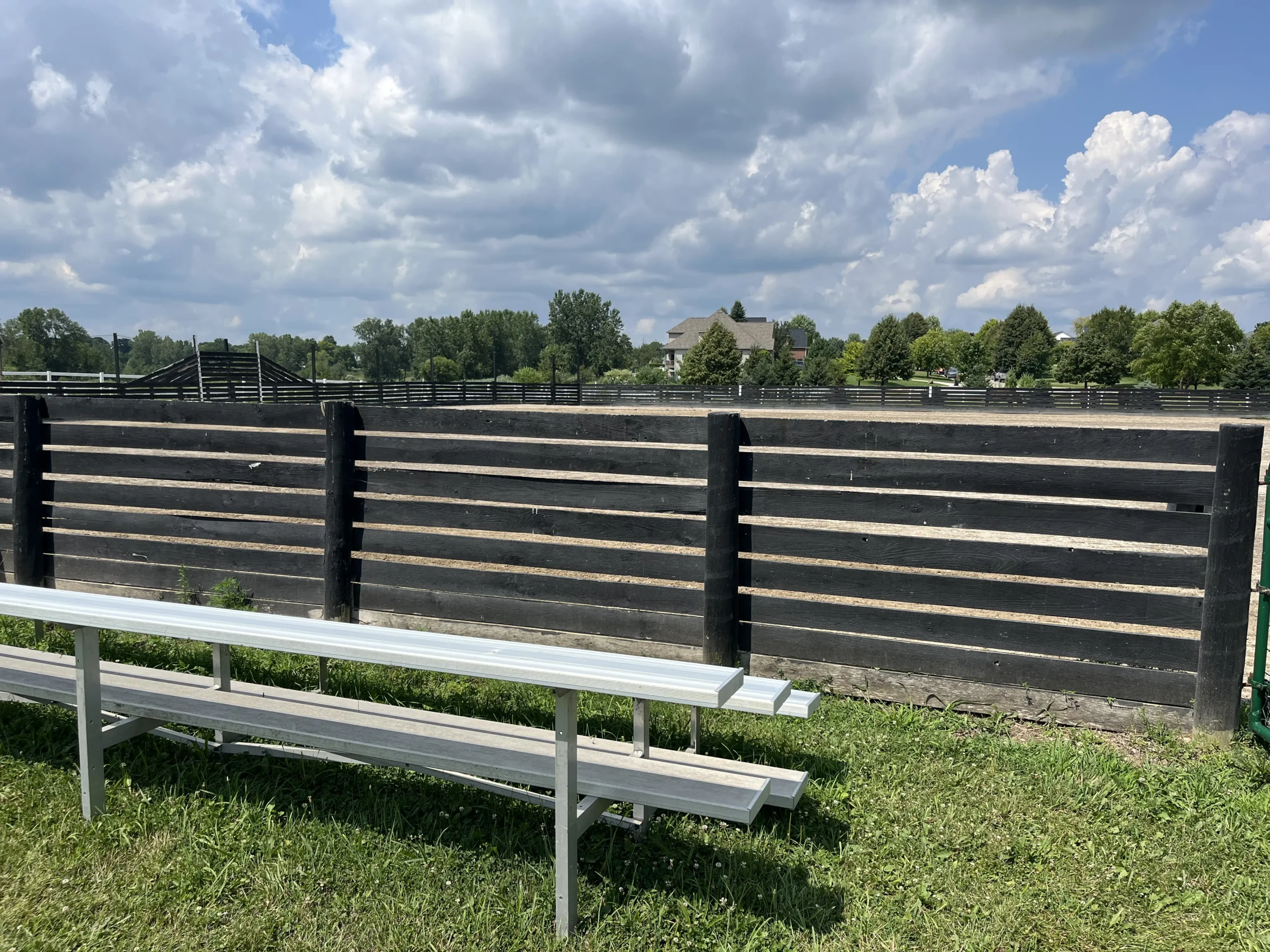 Detroit Polo Club bleachers outside the arena at the club in Hartland.