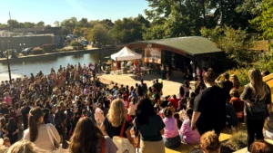 Destination Stars Hollow event in Downtown Brighton. Crowd gathered at the AMP.