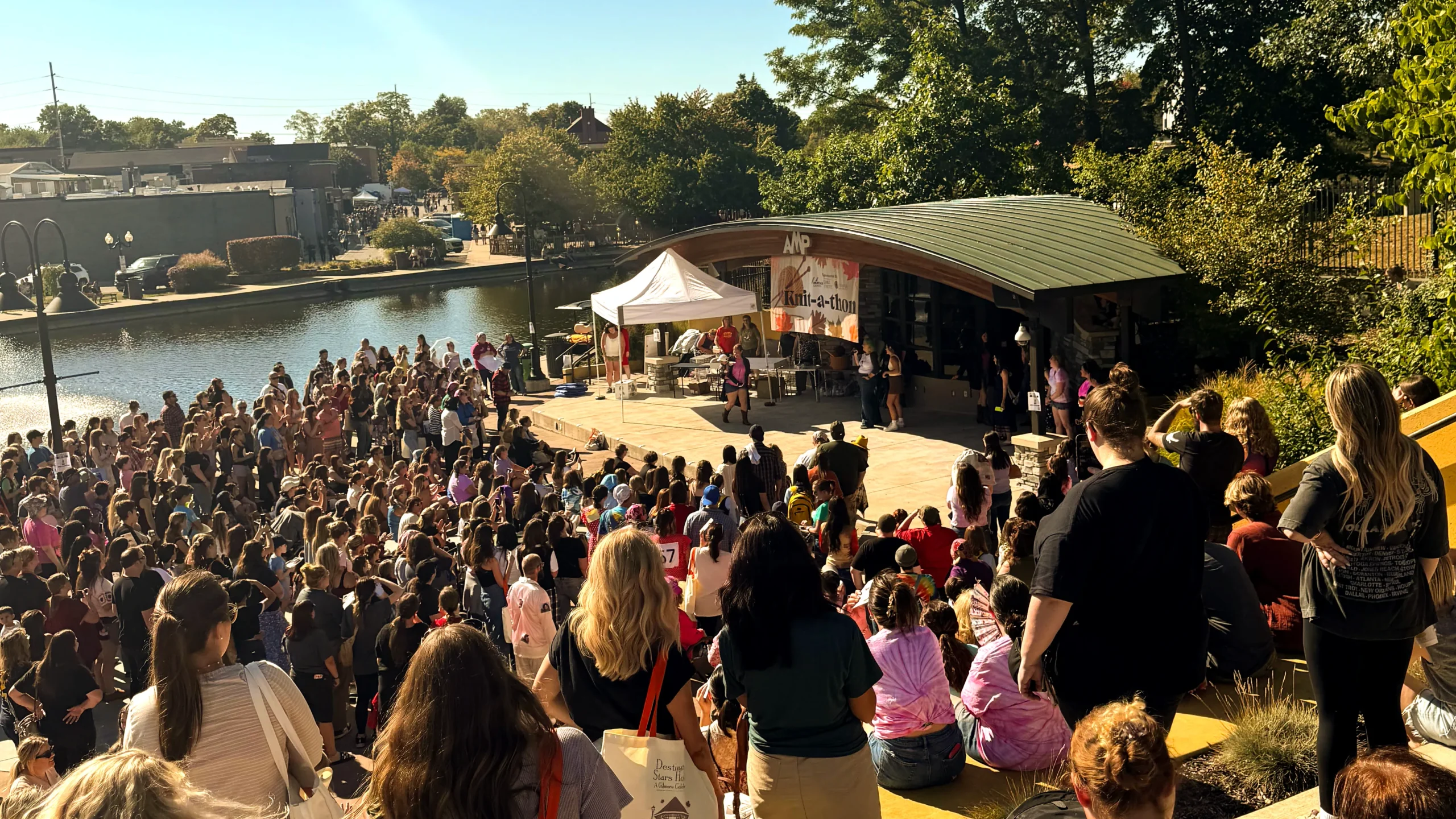 Destination Stars Hollow event in Downtown Brighton. Crowd gathered at the AMP.