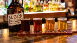 A flight of beer from Block Brewing Co